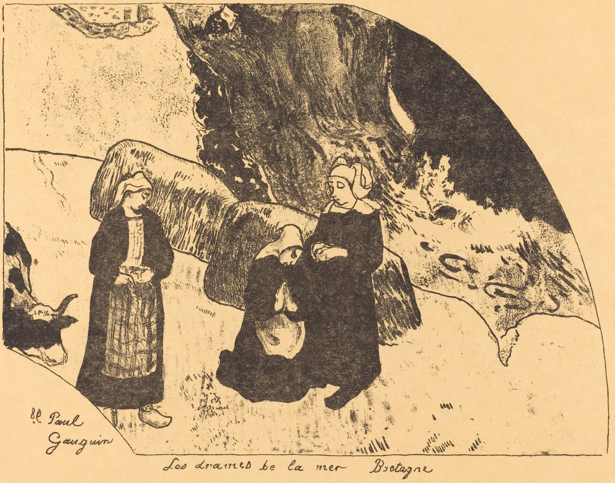 海洋的戏剧，布列塔尼 Les drames de la mer, Bretagne, 1889. 作者 保罗·高更