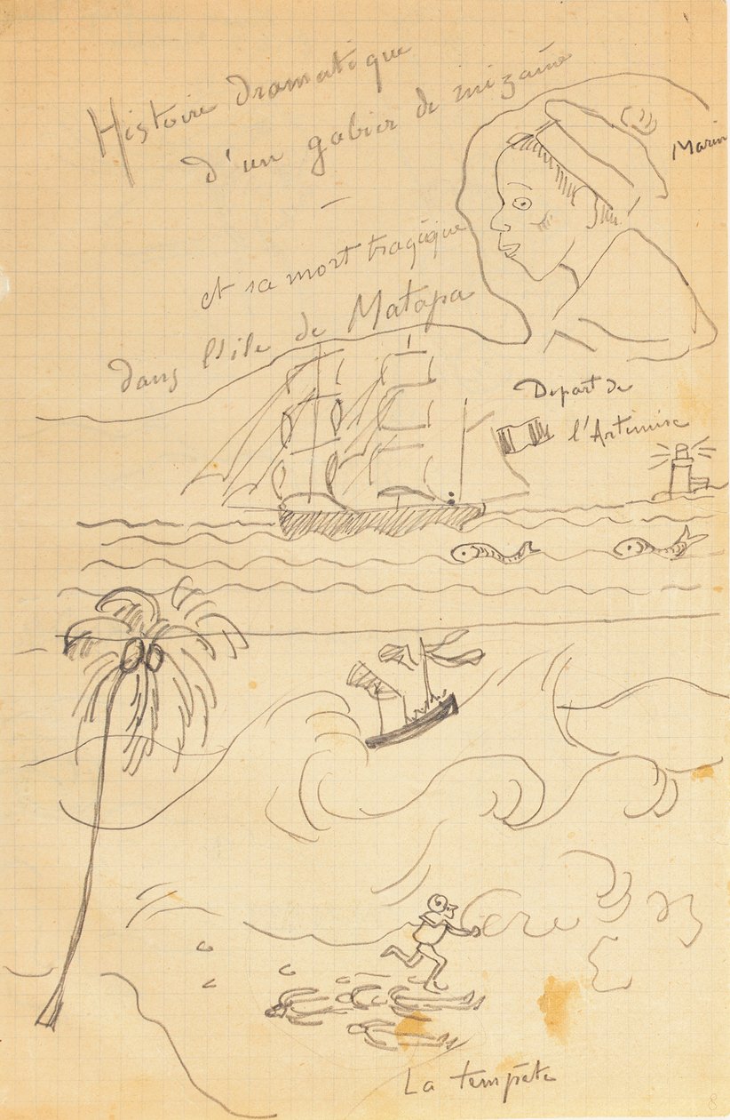 从为年轻的雅克·布斯凯特（Jacques Bousquet），蓬·阿文（Pont-Aven）或勒·波尔杜（Le Pouldu）制作的画册中提取的图画，1889-90年 作者 保罗·高更
