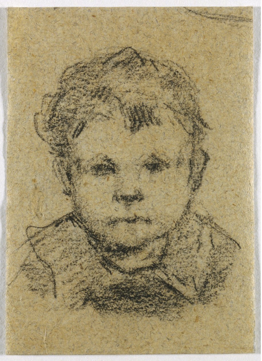 儿童时期的埃米尔-高更，穿有领衬衫，约 1875-76 年（黑色蜡笔画） 作者 保罗·高更