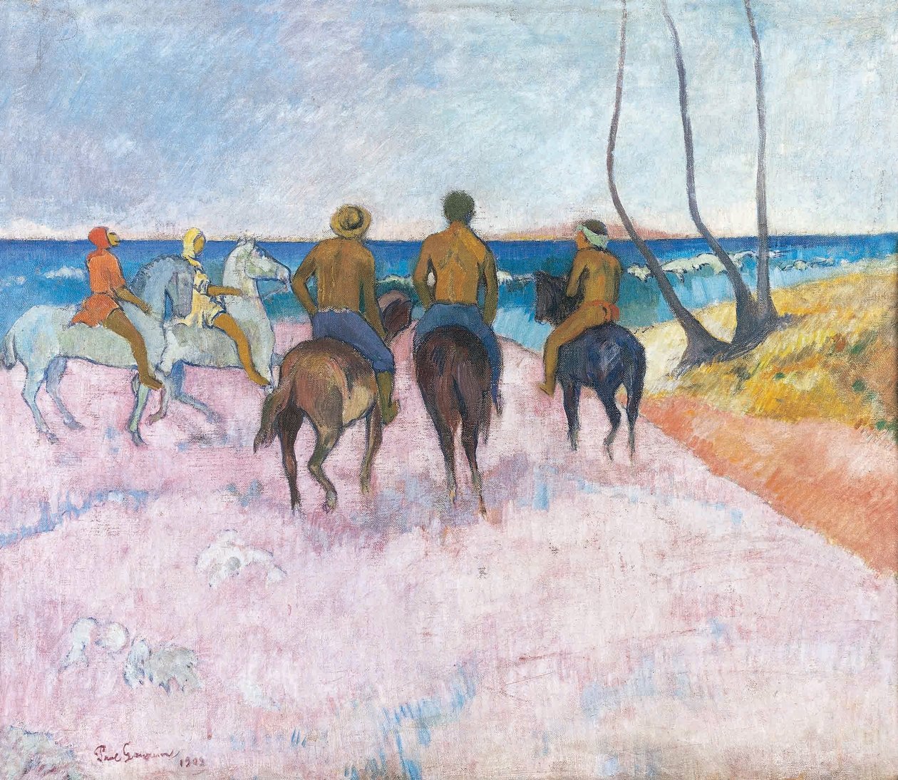 法语：  Cavaliers sur la plage 28I29 Riders on the Beach (I) 作者 保罗·高更