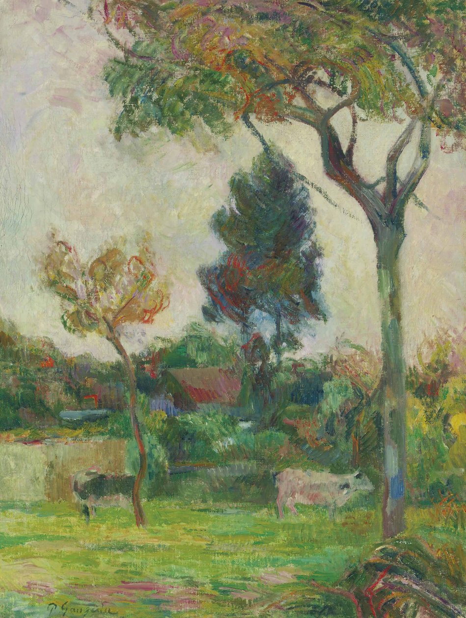 法语：Deux vaches au pré, ou Les Deux vaches 草地上的两头奶牛 作者 保罗·高更