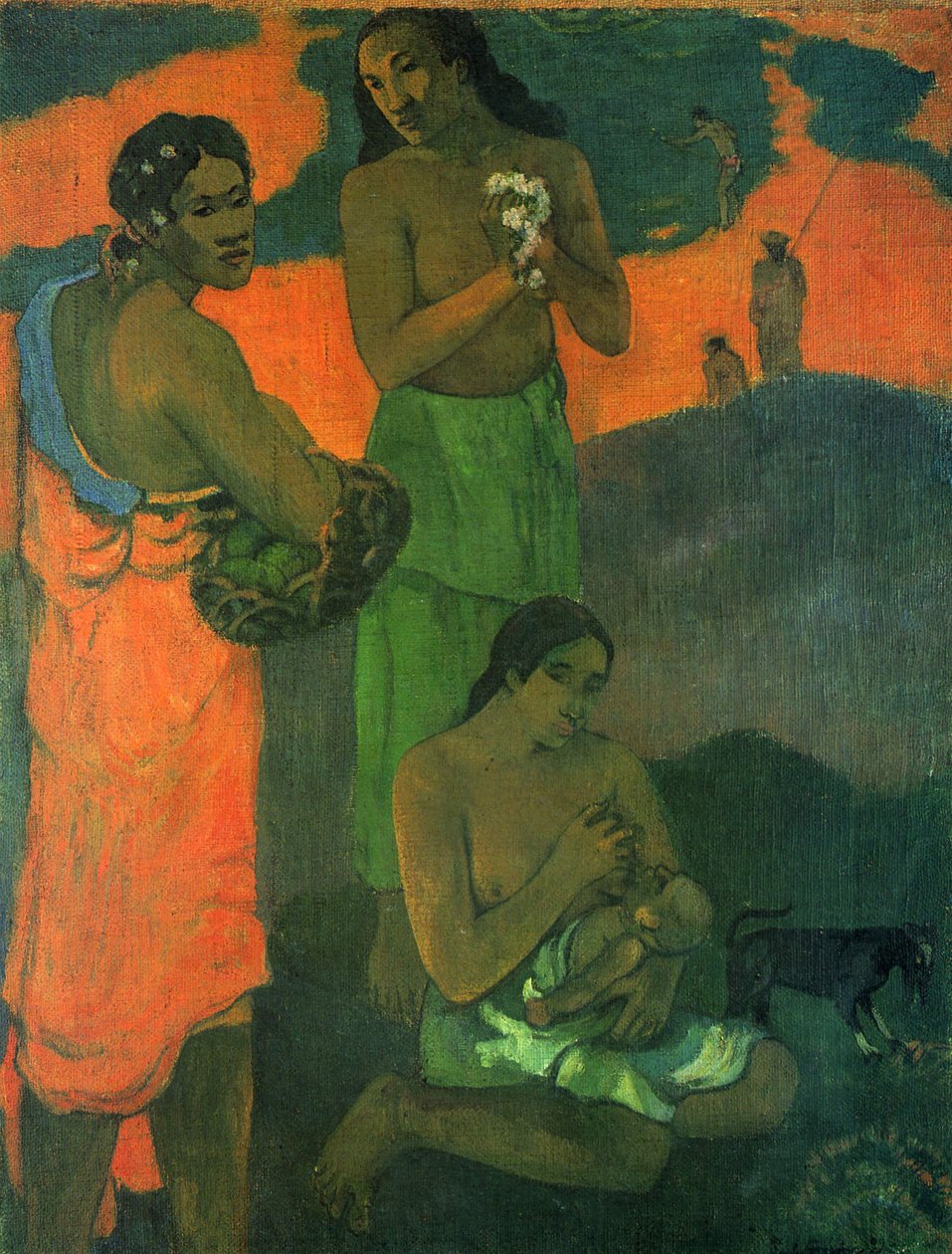 法语：Femmes sur le bord de la mer, ou Maternité I 海边的女人（母性 I） 作者 保罗·高更