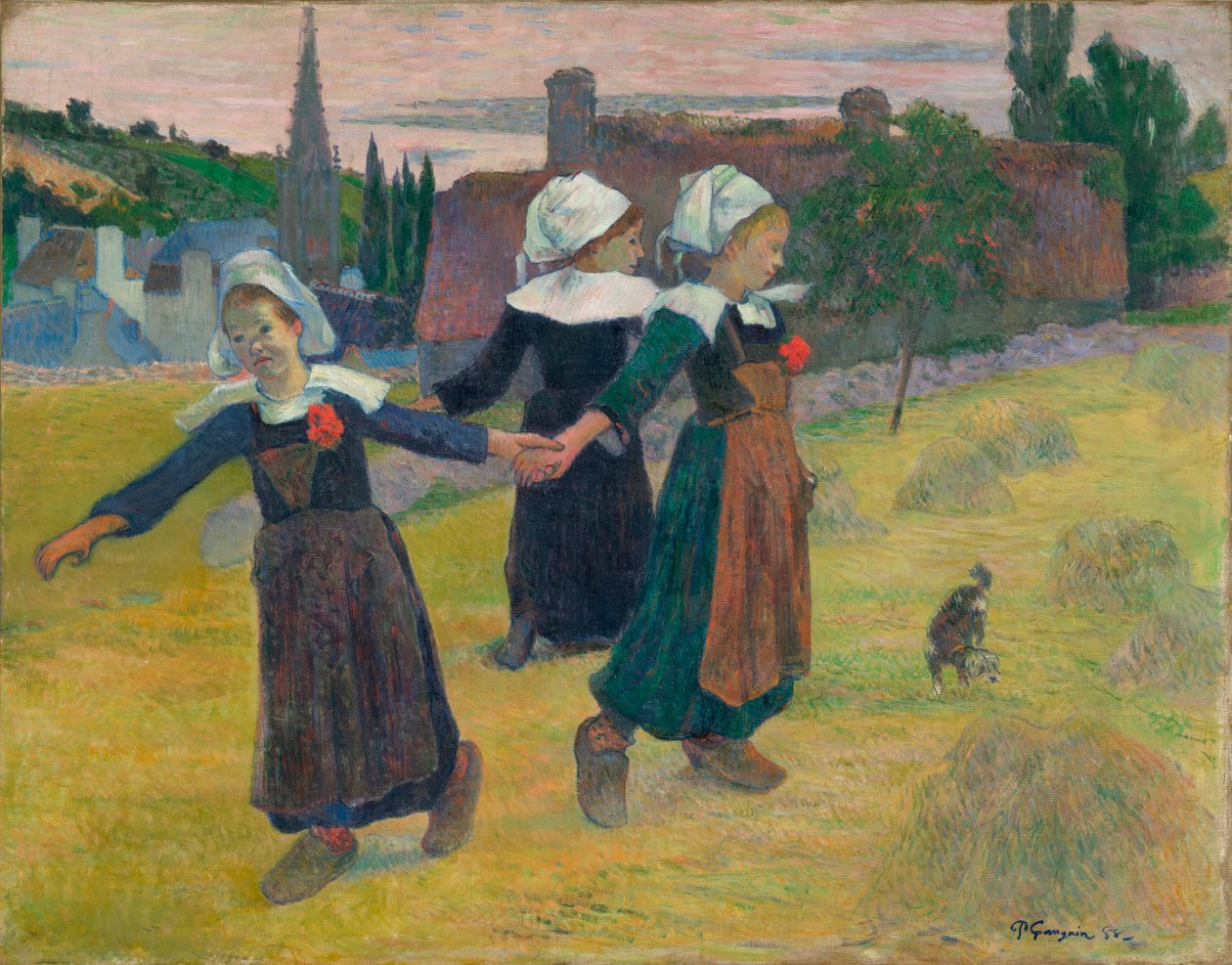 法语：La Ronde des petites Bretonnes 布列塔尼女孩舞蹈，蓬阿文 作者 保罗·高更