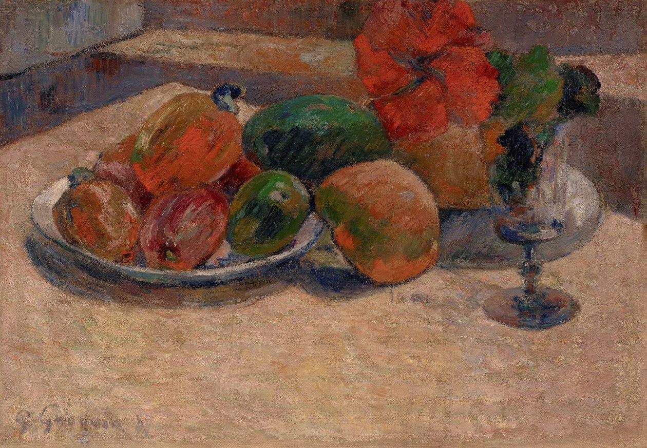 法语  Nature morte aux mangos et à la fleur d