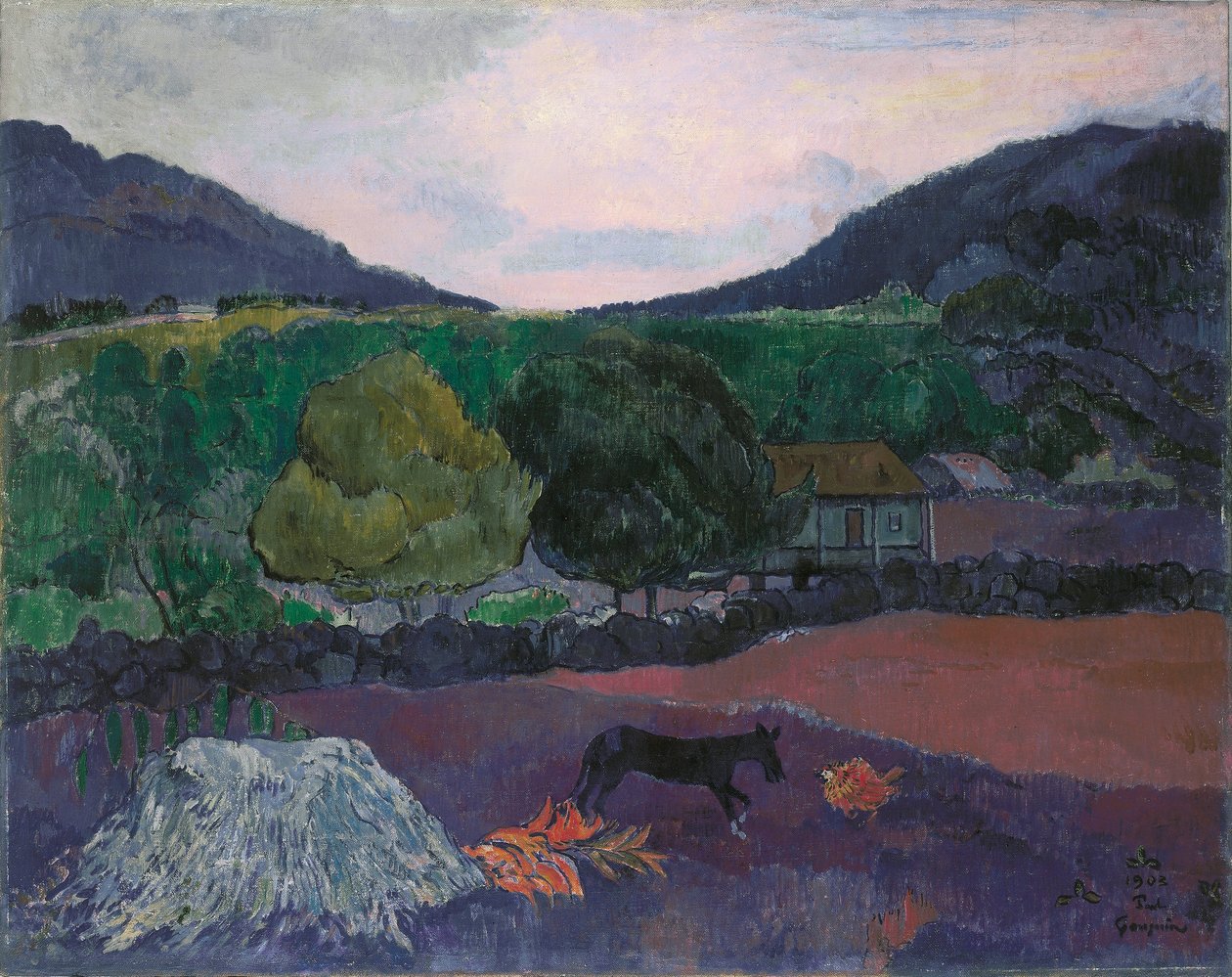 法语  Paysage avec chien 带狗的风景 作者 保罗·高更