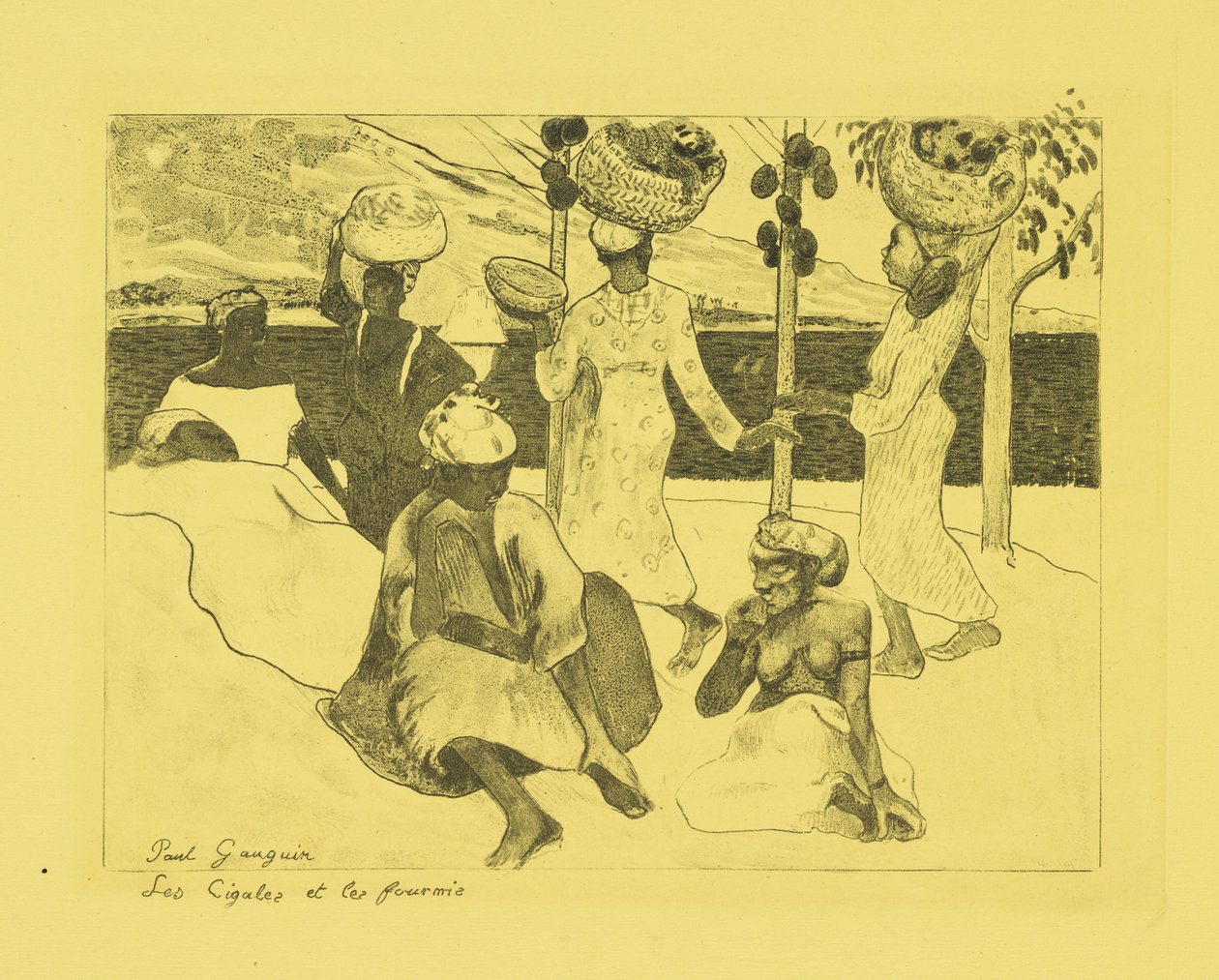 蚱and和蚂蚁：马提尼克岛纪念品，1889年 作者 保罗·高更