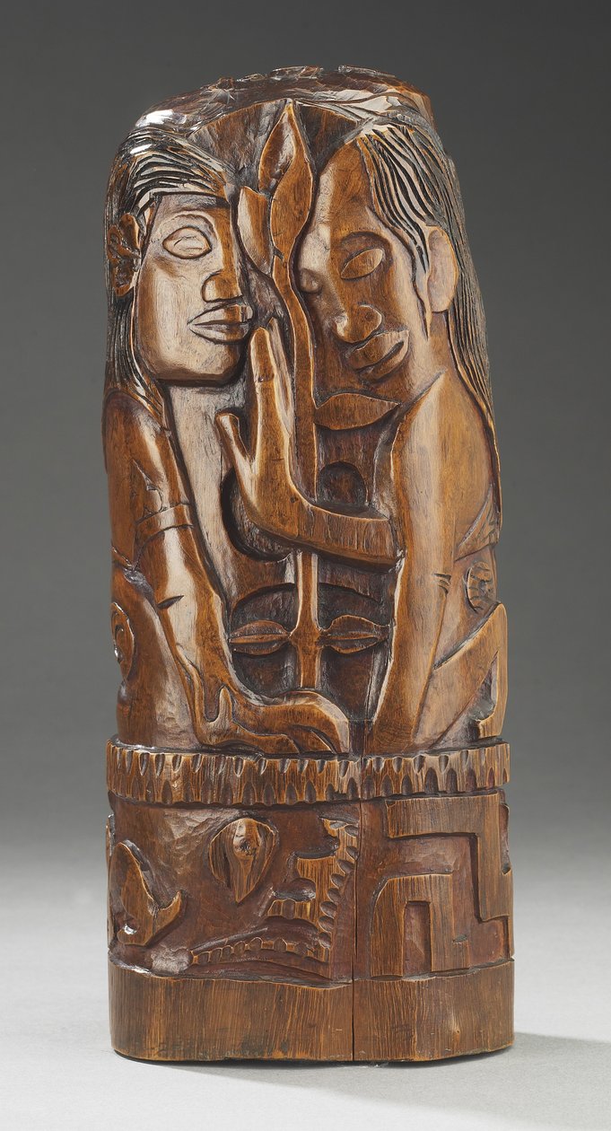 Heena and Fatu, C1 (Tamanu Wood) 作者 保罗·高更