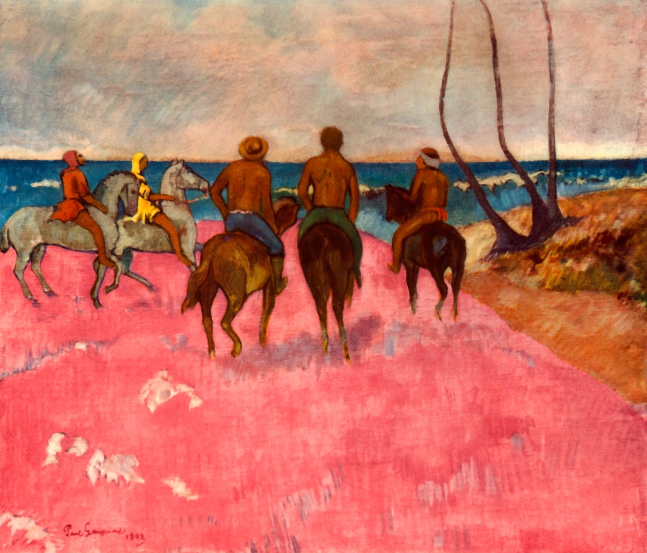 海岸上的骑兵，1902年，1937年。 作者 保罗·高更