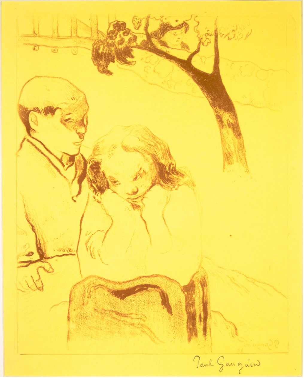 人类的苦难，出自《沃尔皮尼组曲》：Dessins lithographiques, 1889., 1889. 作者 保罗·高更