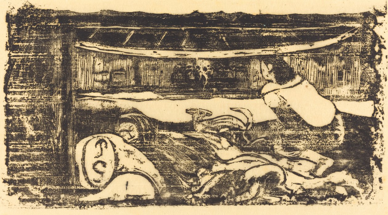 Hut Interieur de case的内部，在1895年或之后。 作者 保罗·高更