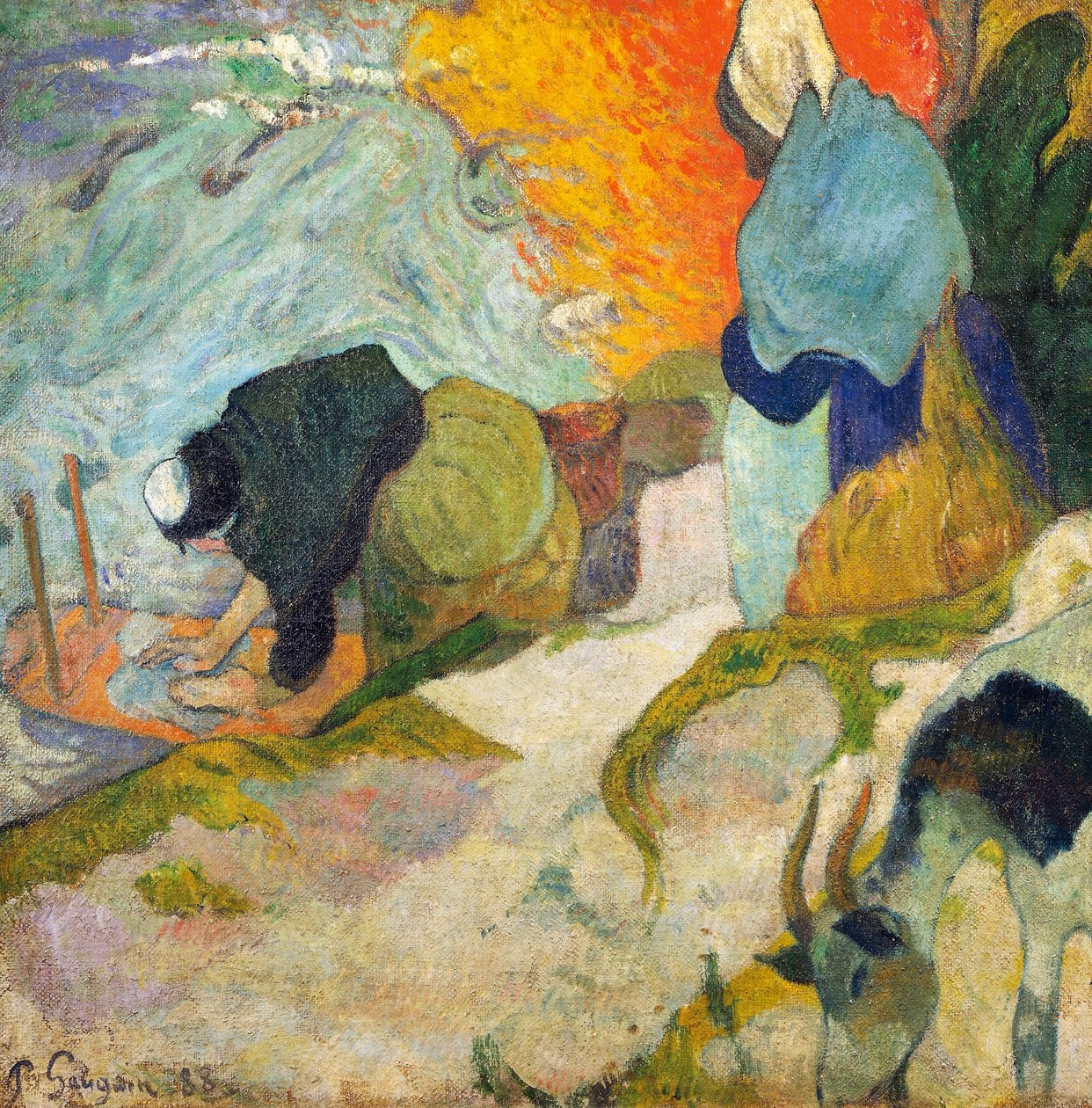 Laveuses à Arles (Washerwomen in Arles) 1888 (布面油画) 作者 保罗·高更