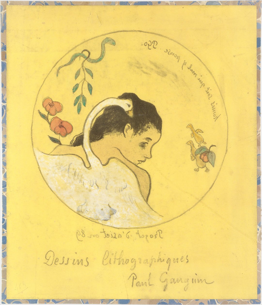 莱达设计的盘子：为那些邪恶的人感到羞耻的思考Honi Soit Qui Mal y Pense..., 1889. 作者 保罗·高更