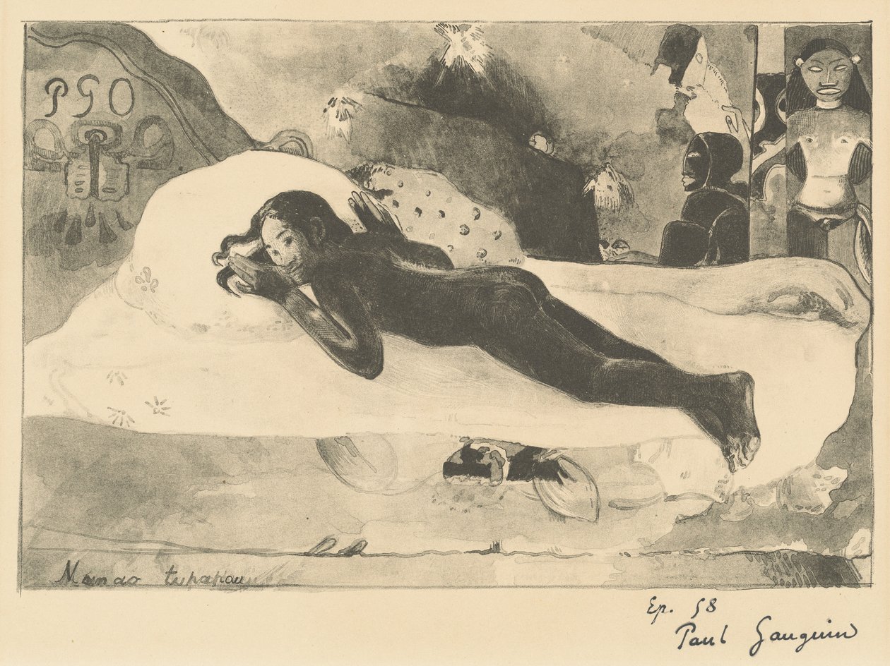 Manao Tupapau 她被一个灵魂困扰着，1894年。 作者 保罗·高更