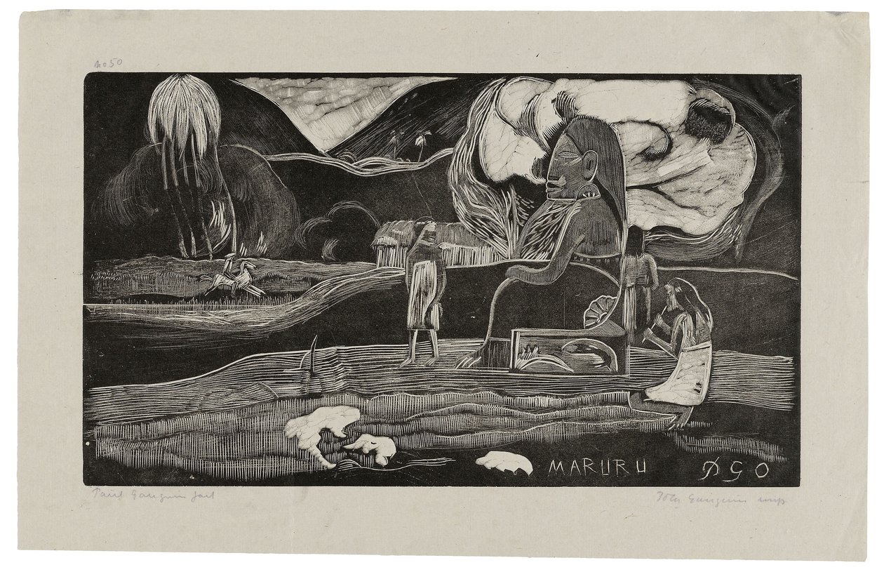 玛鲁（Maruru），《感恩的奉献》，来自诺亚·诺亚（Noah Noah），1894年 作者 保罗·高更