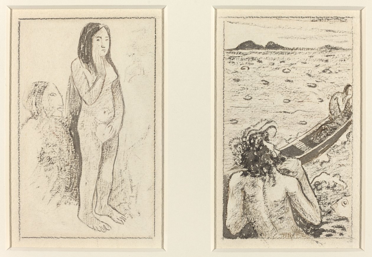 Parau No Te Varau Ino（左）；大溪地传说（右）。 作者 保罗·高更