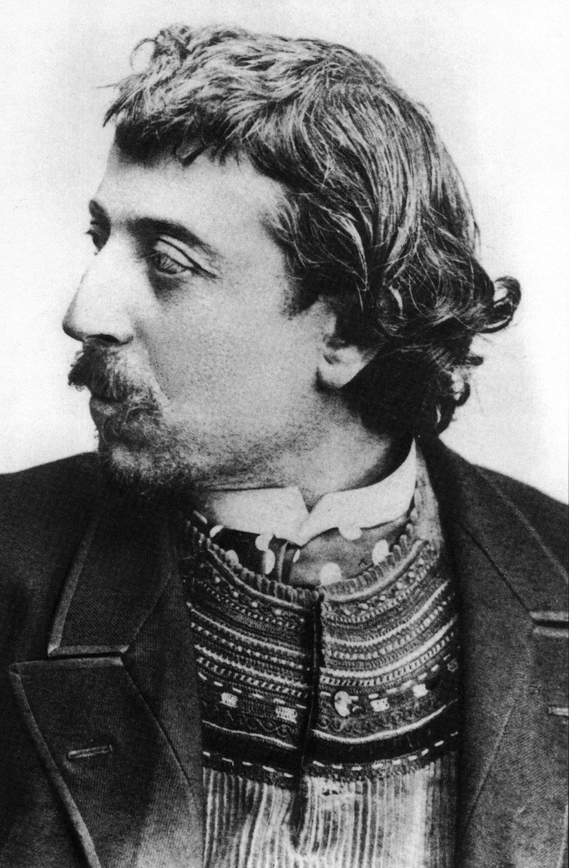 1891 年 3 月，法国画家保罗·高更（Paul Gauguin，1848-1903 年）在哥本哈根拿着一件布列塔尼羊毛衫，这是献给卡里埃的自画像 作者 保罗·高更