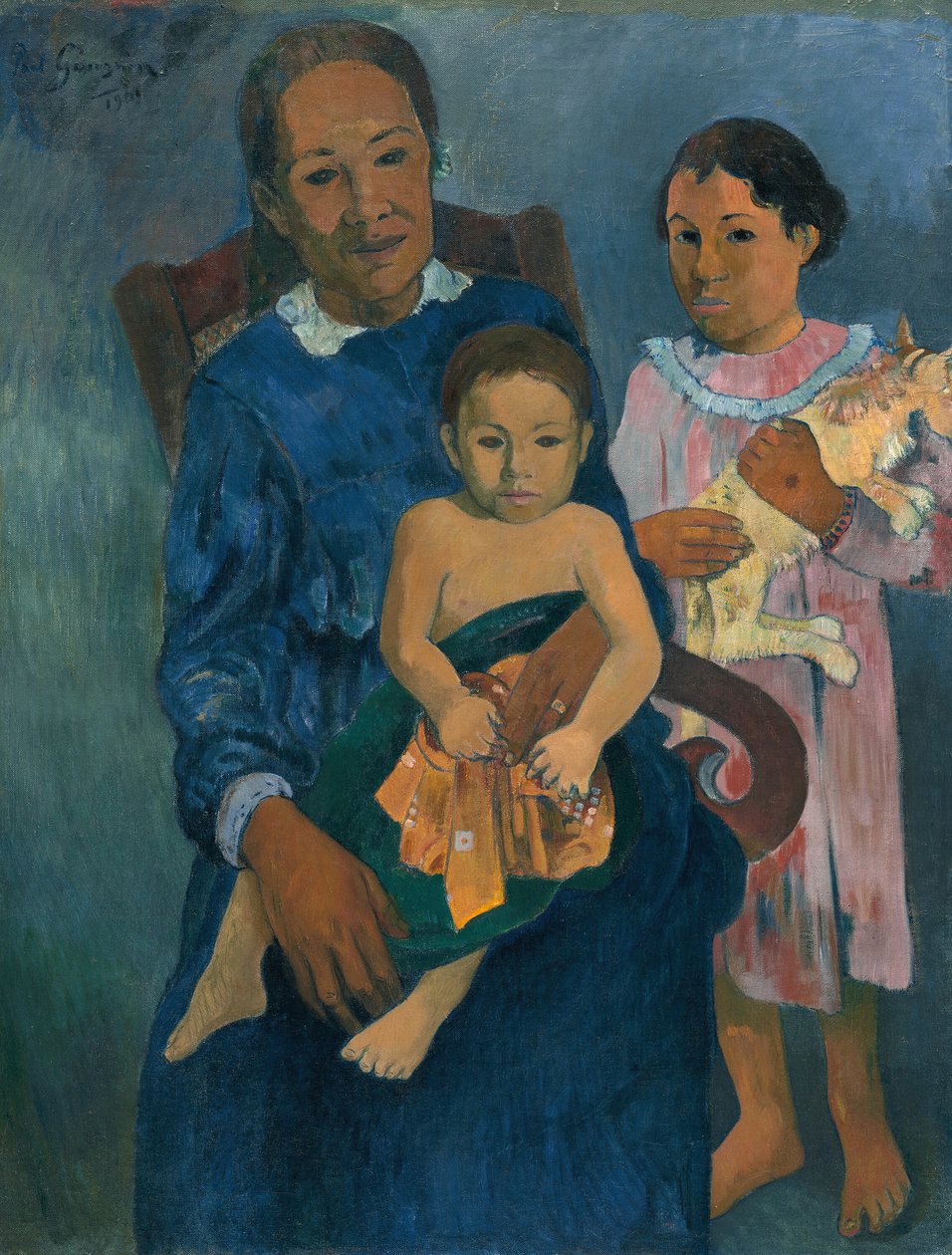有孩子的波利尼西亚妇女，1901年。 作者 保罗·高更