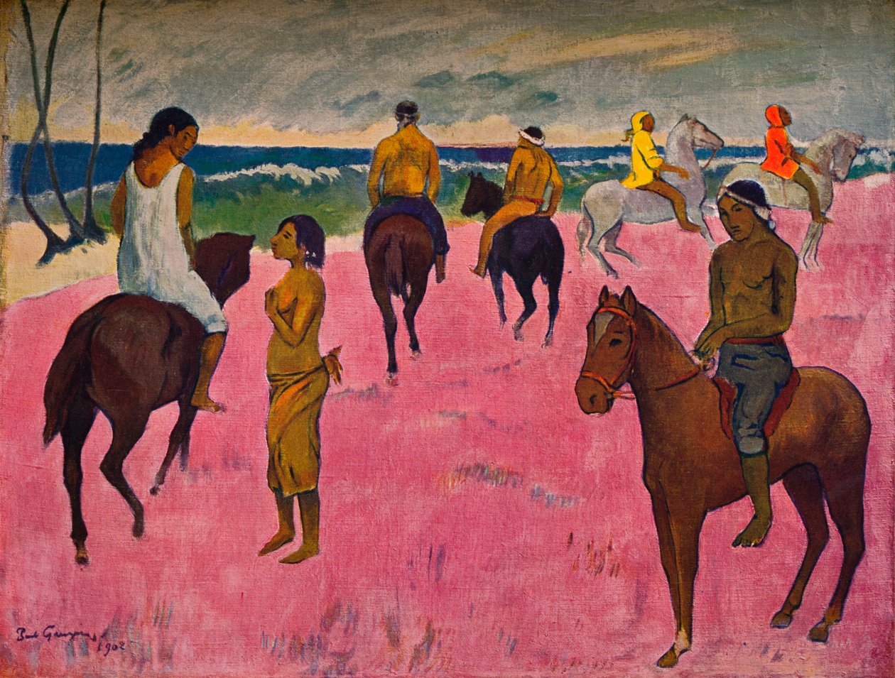 海滩上的骑手，1902年 作者 保罗·高更