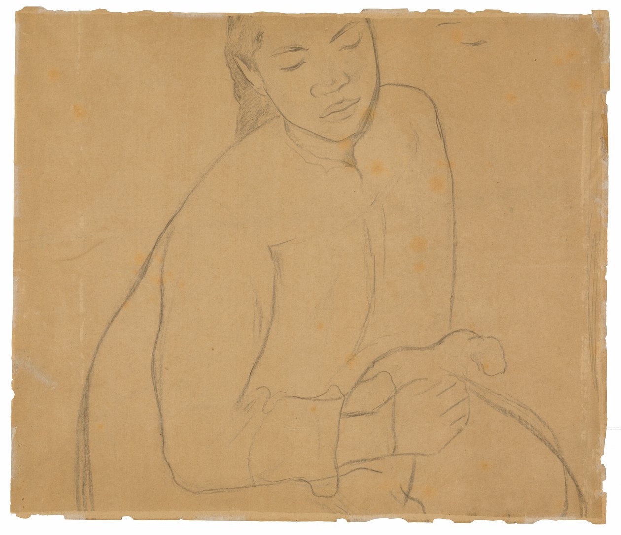 坐着的塔希提女人（与画作《Te faaturuma》[遐想]有关） 作者 保罗·高更