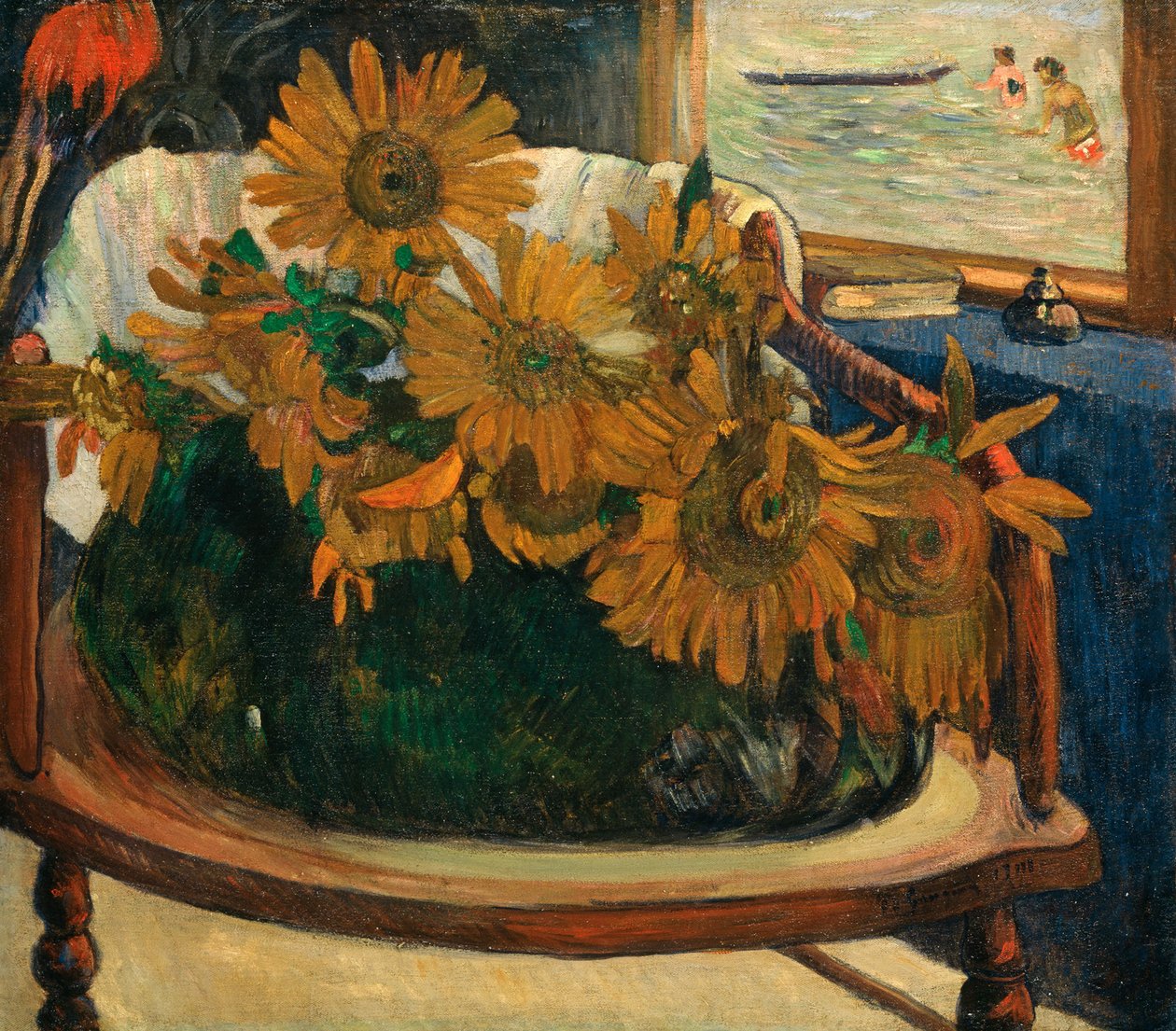 扶手椅上的向日葵 Tournesols sur un fauteuil, 1901. 作者 保罗·高更