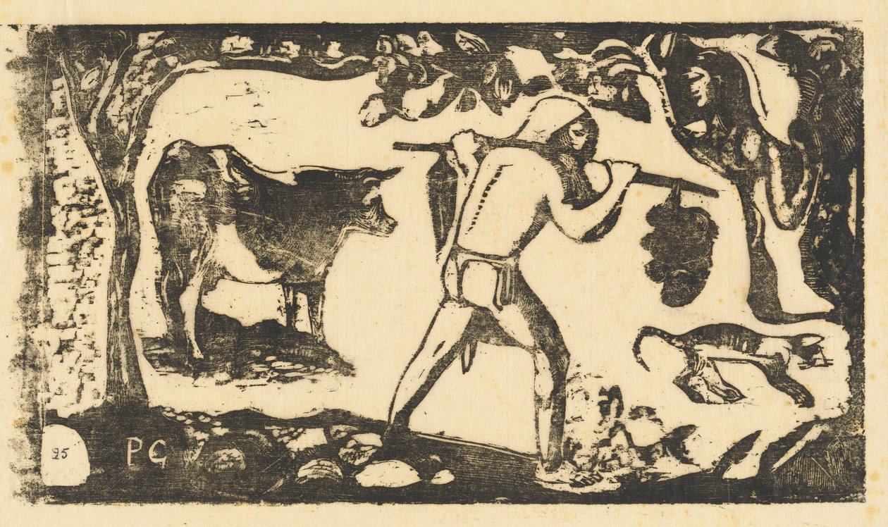 大溪地人搬运香蕉 Le porteur de fei，在1895年或之后。 作者 保罗·高更