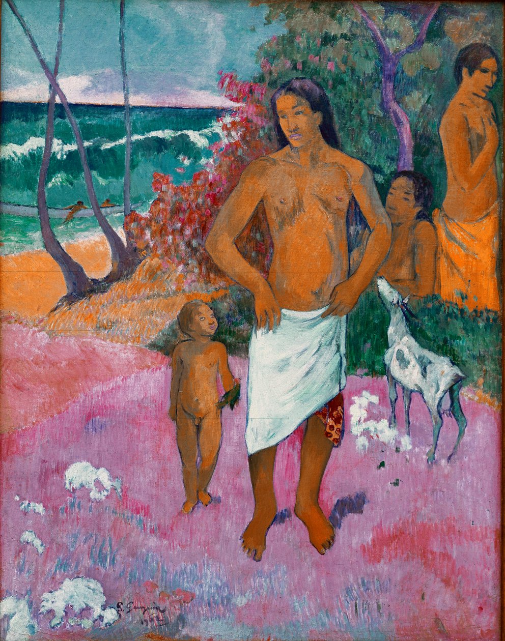保罗·高更 (1848-1903) 1902 年暗淡的大溪地家庭绘画。 73x92 厘米纽约，私人收藏 作者 保罗·高更