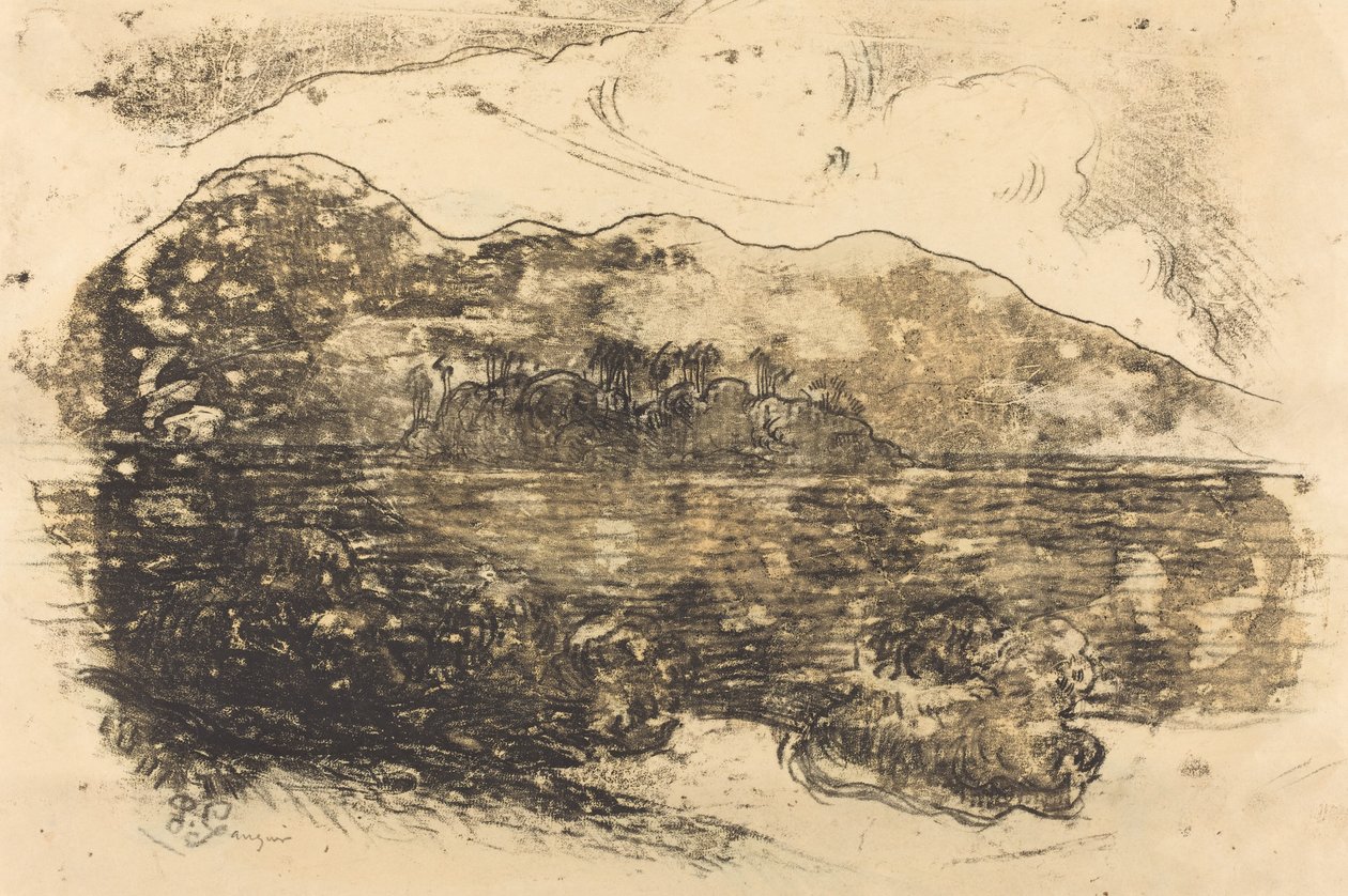 塔希提亚海岸[直页]，约1900年。 作者 保罗·高更