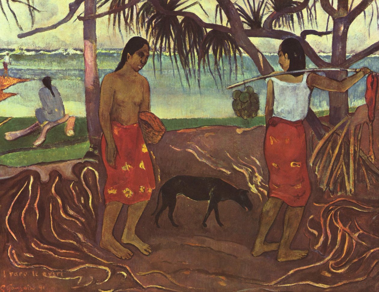 塔希提语：raro te oviri (I) 在露兜树下 I 作者 保罗·高更