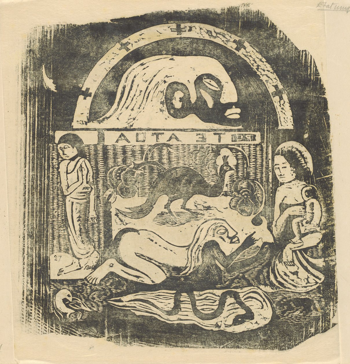 Te Atua The Gods Small Plate [recto], in or after 1895. 作者 保罗·高更