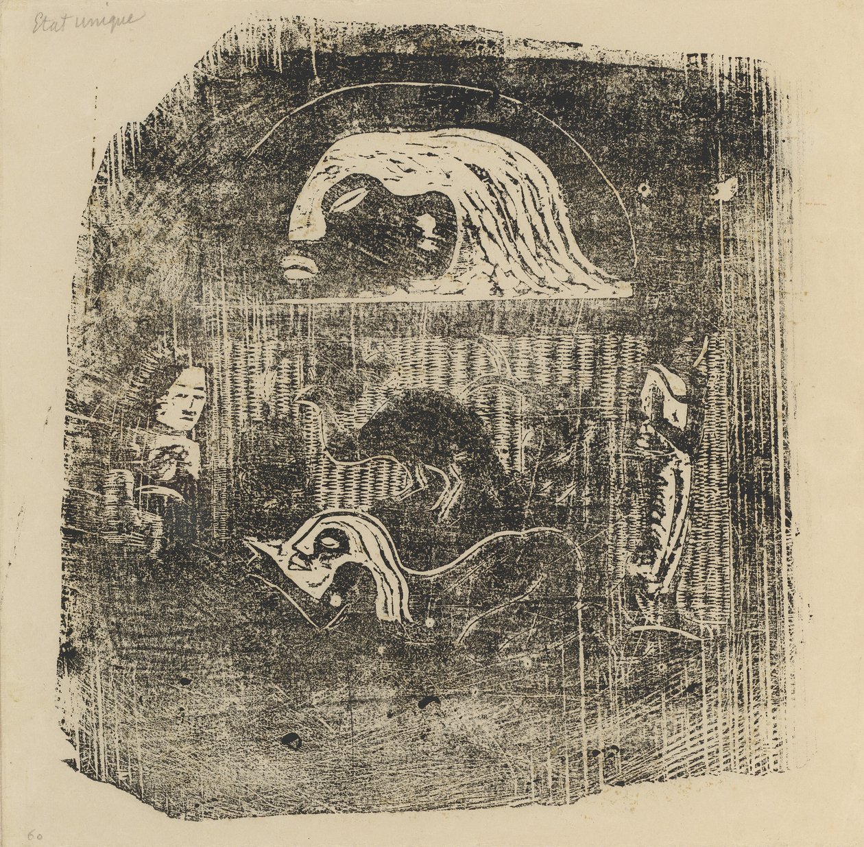 Te Atua The Gods Small Plate [verso], in or after 1895. 作者 保罗·高更