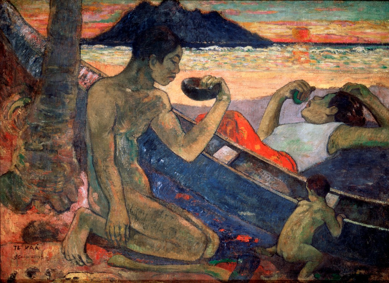 独木舟船，1896年 作者 保罗·高更
