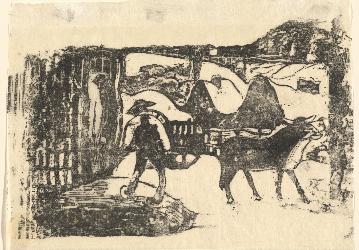 牛车Le char a boeufs，在1895年或之后。 作者 保罗·高更