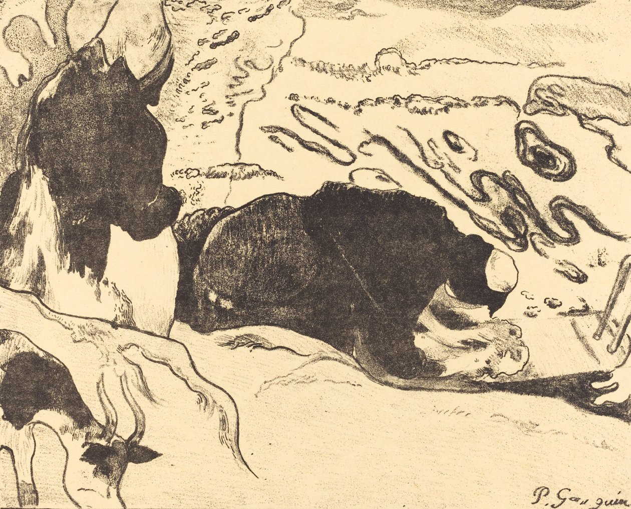 洗衣女工 Les laveuses, 1889年。 作者 保罗·高更