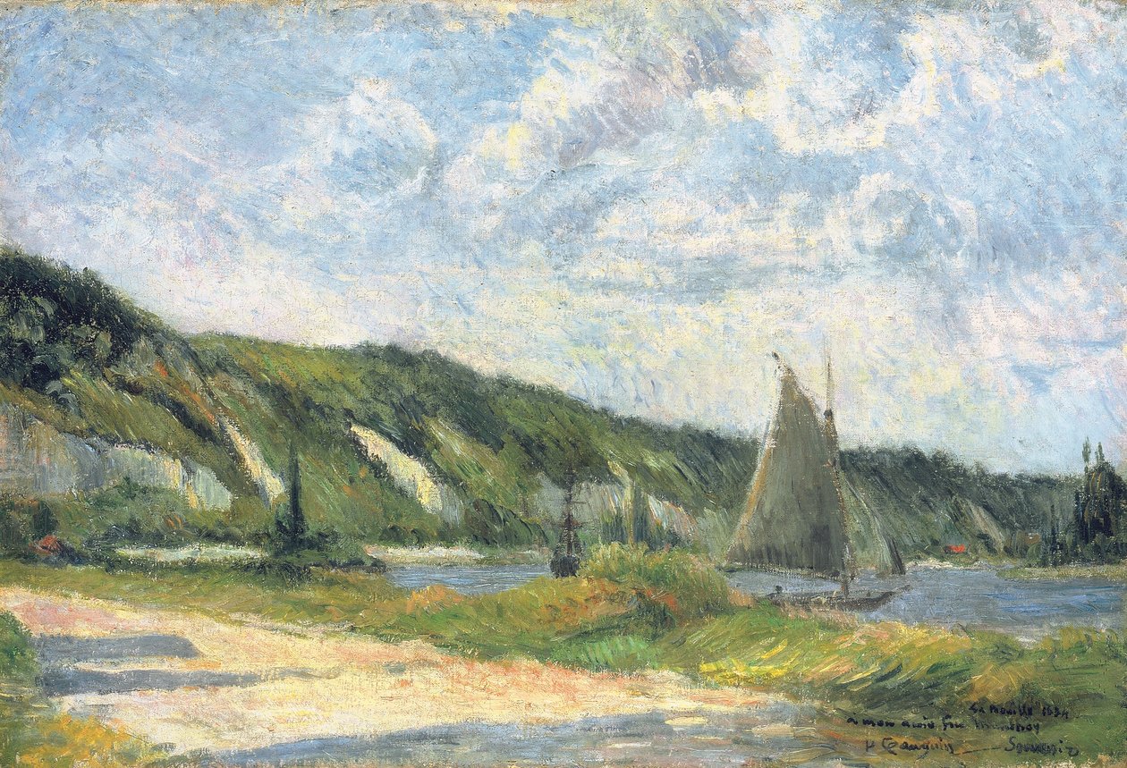La Bouille的悬崖，1884年 作者 保罗·高更