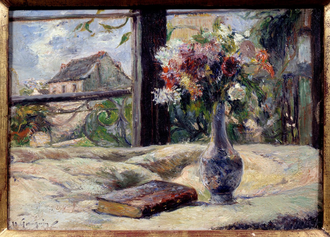 Vase of flowers. Painting by Paul Gauguin (1848 - 1903) 作者 保罗·高更