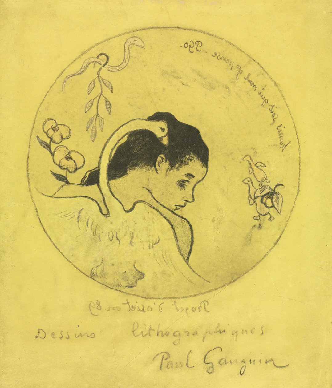 Volpini Suite：车牌设计：Leda和Swan车牌项目：Leda和Swan，1889年。 作者 保罗·高更