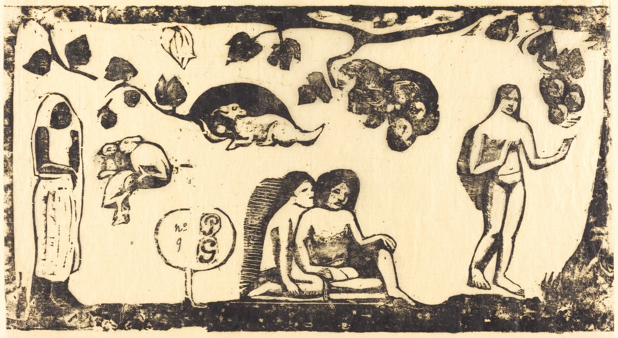 妇女、动物和树叶 Femmes, animaux et feuillages, in or after 1895. 作者 保罗·高更