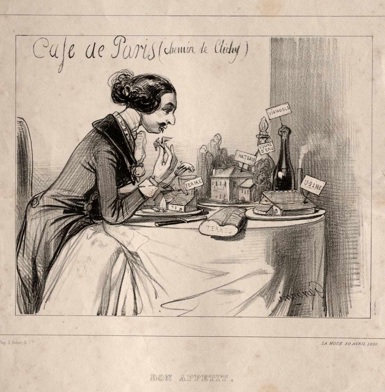 奇妙的素描：Bon Appetit，1839年。 作者 保罗·加瓦尔尼