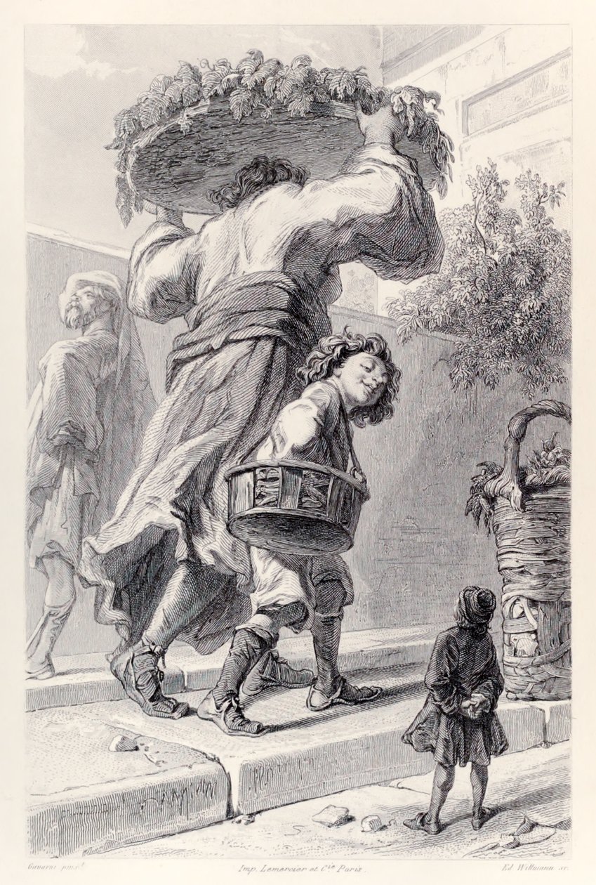 Gulliver和Lordbruldrud，来自Jonathan Swift的法国版Gullivers Travels 作者 保罗·加瓦尔尼