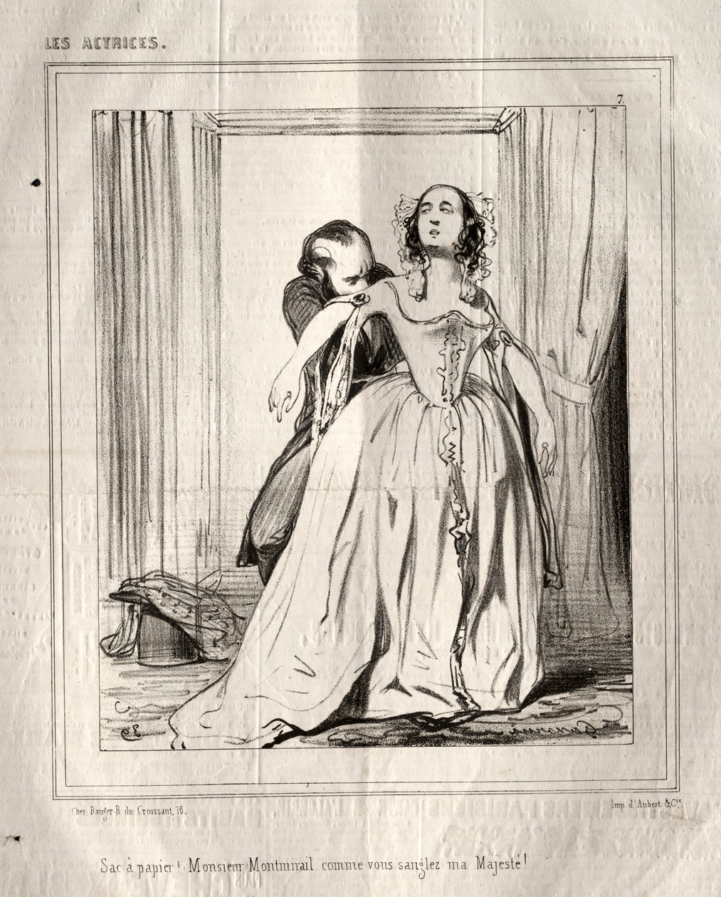 女演员：纸袋！蒙米拉伊尔先生（Monsieur Montmirail）系上my下！，1843年。 作者 保罗·加瓦尔尼