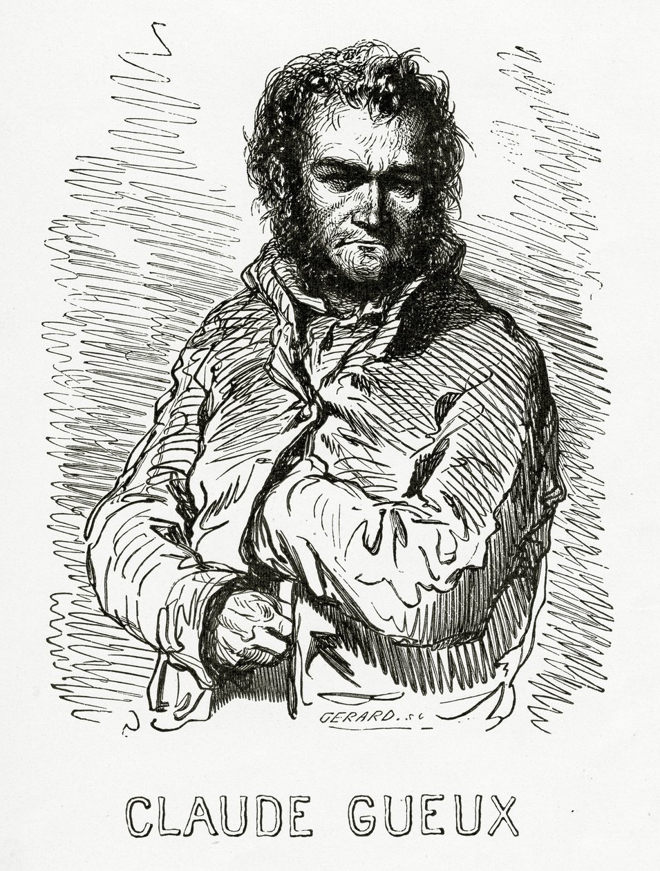 Claude Gueux的肖像，1834年（bw雕刻） 作者 保罗·加瓦尔尼