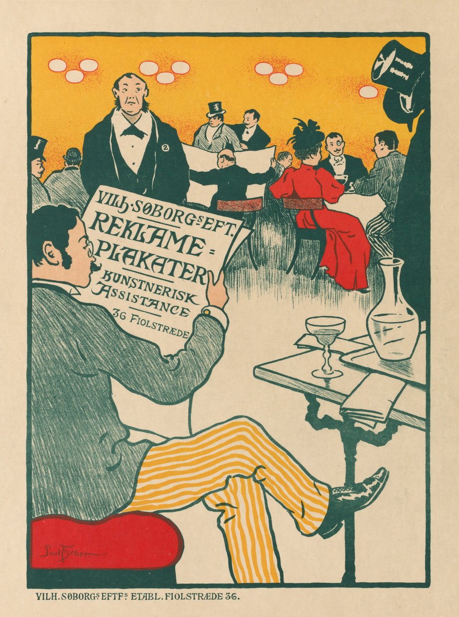 海报大师。Wilhelm Söborg的艺术海报展海报，约1895年。 作者 保罗·古斯塔夫·费舍尔