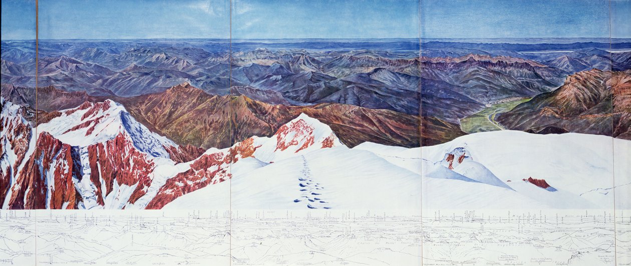法国阿尔卑斯山区的佩尔沃山顶全景（摄影版画）（另见404290）。 作者 保罗·海伯龙纳