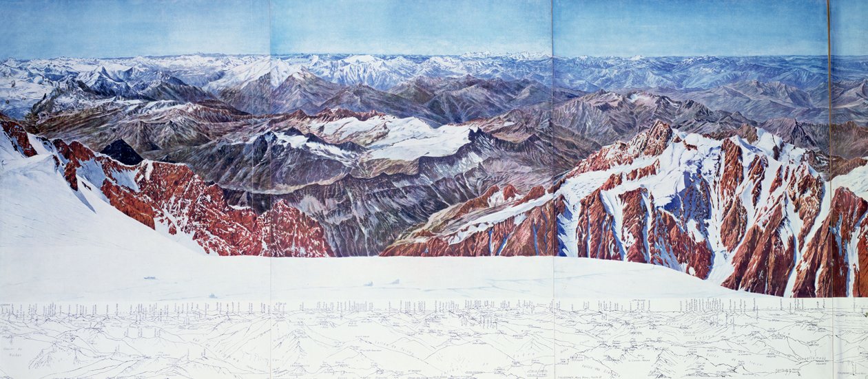 法国阿尔卑斯山区的佩尔沃山顶全景（摄影版）（另见404291）。 作者 保罗·海伯龙纳