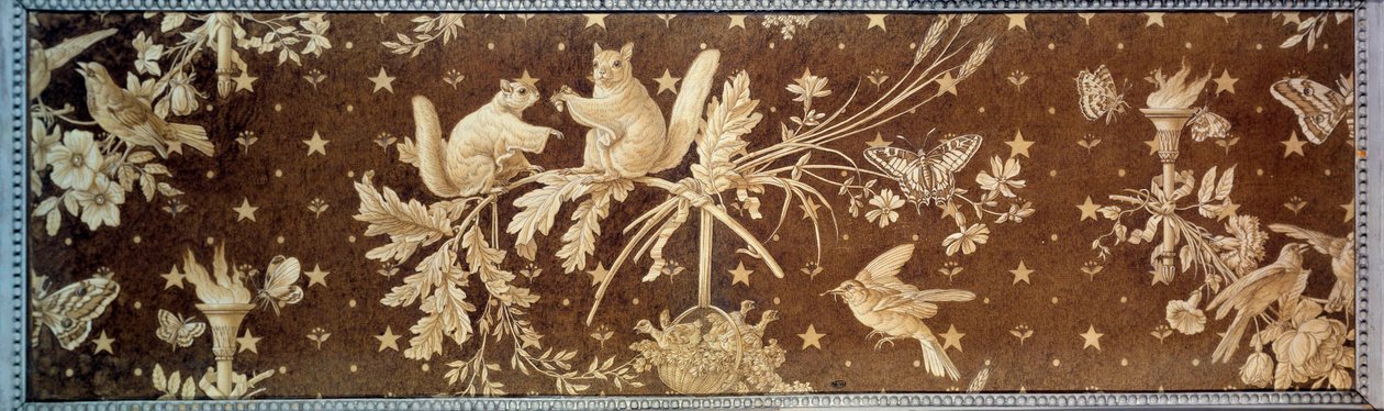 松鼠 保罗-韦特（1803-1869）在Jouy的帆布盒上的绘画 19世纪巴黎，装饰艺术 作者 保罗·休特