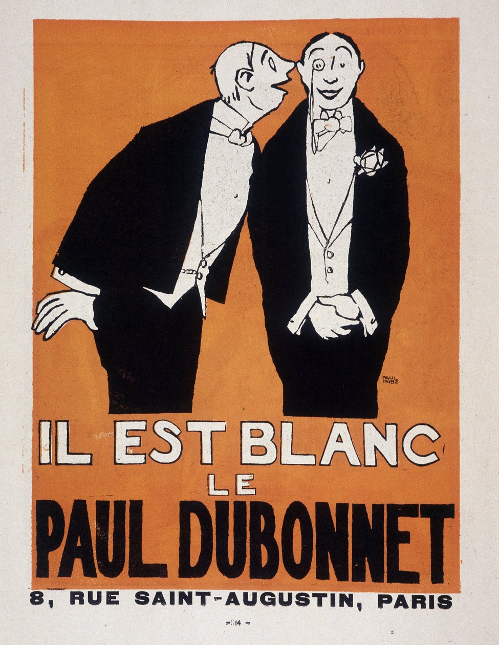 Paul Iribe（1883-1935）（两个穿着晚礼服的男人），“Le Temoin”，1907 年 12 月 28 日的酒类广告 Paul Dubonnet。 作者 保罗·伊里贝（Paul Iribe）