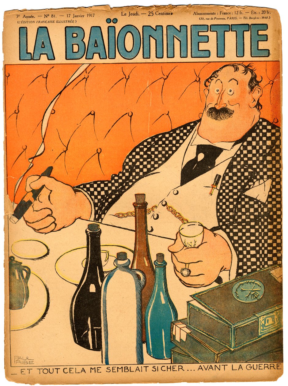 La Baionnette》的封面，色彩讽刺。 作者 保罗·伊里贝（Paul Iribe）