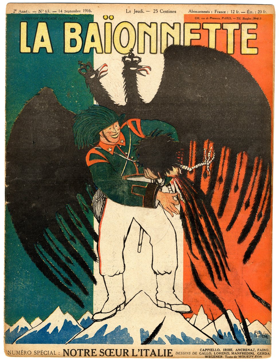 Cover of “” La Baionnette””, Satirical in Colours 作者 保罗·伊里贝（Paul Iribe）