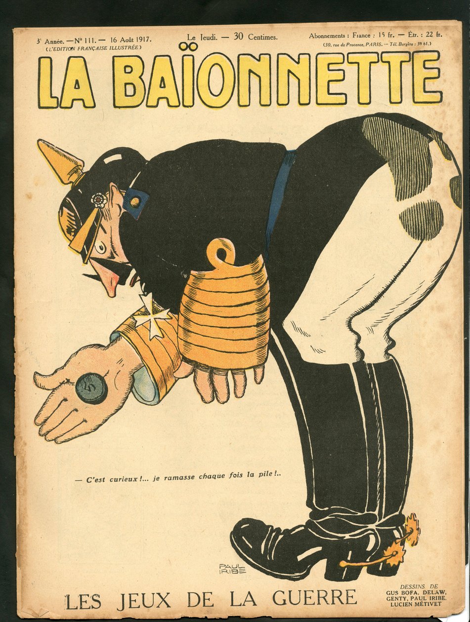 “La Baionnette”的封面，彩色讽刺 作者 保罗·伊里贝（Paul Iribe）