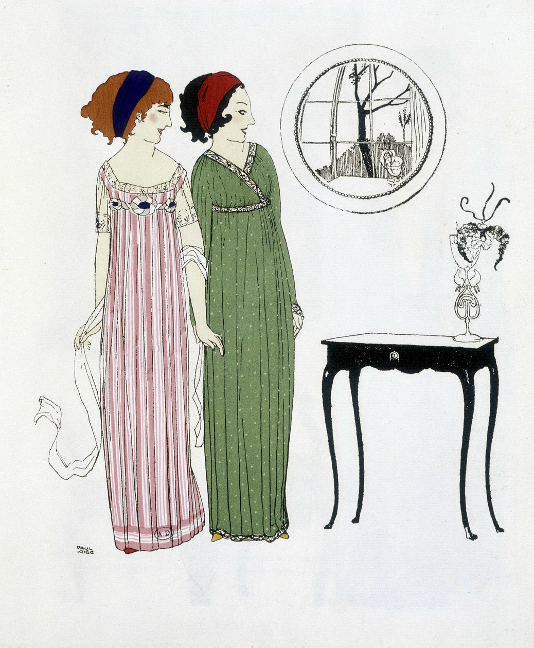 保罗-普瓦雷特的创作，取自 "Les Dresses de Paul Poiret"，由保罗-伊里伯绘制。1908 作者 保罗·伊里贝（Paul Iribe）